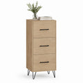 Buffet haut à 3 tiroirs en MDF mélaminé décor chêne clair 60 x 40 x 120 cm