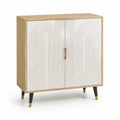 Buffet 2 portes rectangulaire 80 x 40 x 100 cm en MDF blanc et décor chêne