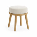 Tabouret de salle à manger rond en chêne massif et polyester écru 45 x 45 x 47 cm