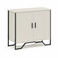 Buffet de salle à manger 2 portes en MDF et acier rectangulaire blanc et noir 80 x 40 x 80 cm