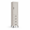Buffet colonne de rangement 1 porte et 4 tiroirs en panneaux de particules mélaminés beige 40 x 35 x 180 cm