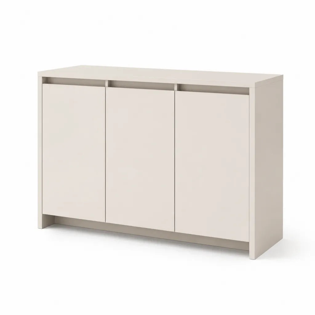 Buffet 3 portes en panneaux MDF rectangulaire blanc cassé 120 x 40 x 80 cm